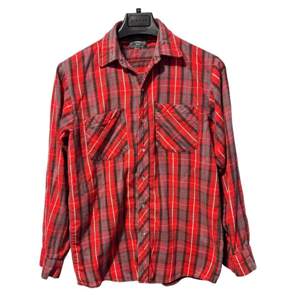 Vintage Hammill red plaid flannel shirt size‎ medium mens